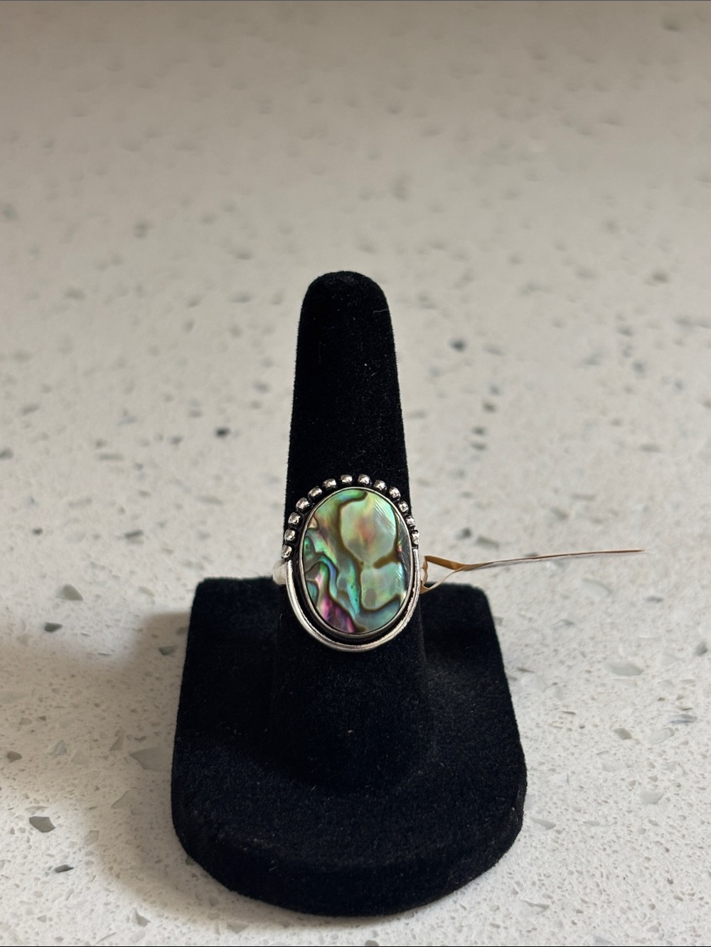Silver Abalone Shell Statement Ring Size 6